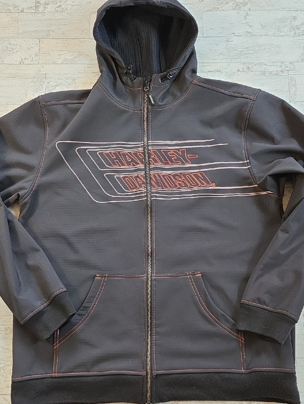 Harley Davidson Soft Shell windbreaker Jacket Racing Stripes Mens XL - Picture 3 of 8